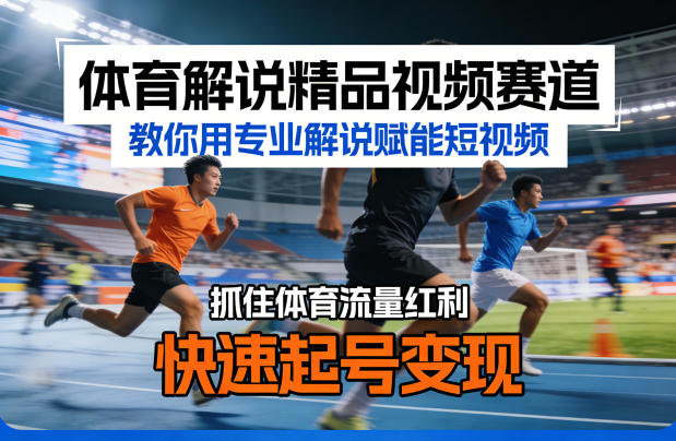 体育解说精品视频赛道，教你用专业解说赋能短视频，抓住体育流量红利，快速起号变现 - 淘金派资源网