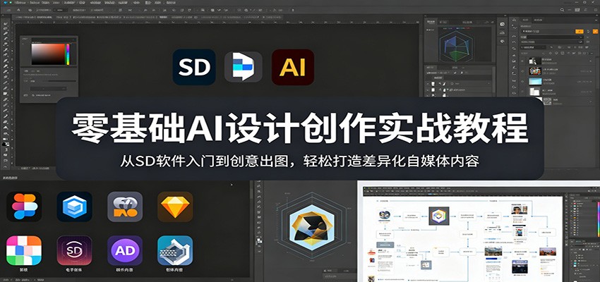 零基础AI设计创作实战教程：从SD软件入门到创意出图，轻松打造差异化自媒体内容 - 淘金派资源网