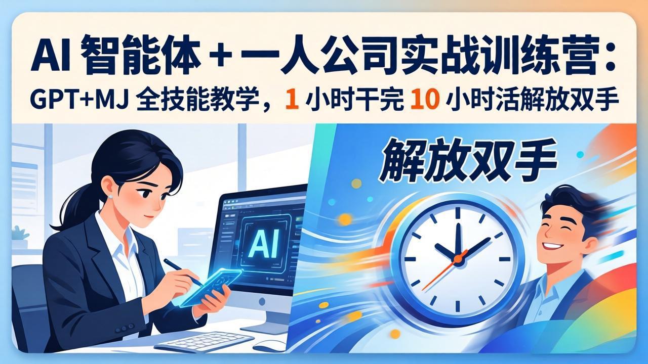AI 智能体 + 一人公司实战训练营：GPT+MJ 全技能教学，1 小时干完 10 小时活解放双手 - 淘金派资源网