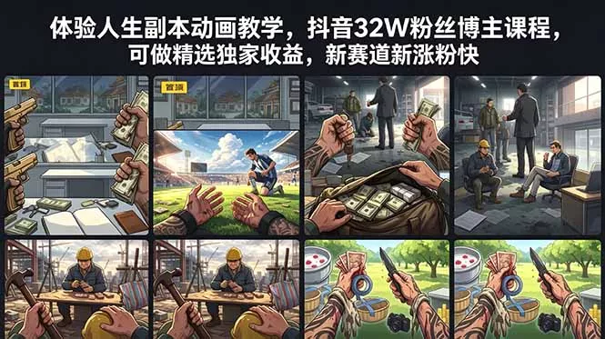体验人生副本动画教学， 抖音32W粉丝博主课程，可做精选独家收益，新赛道新涨粉快 - 淘金派资源网