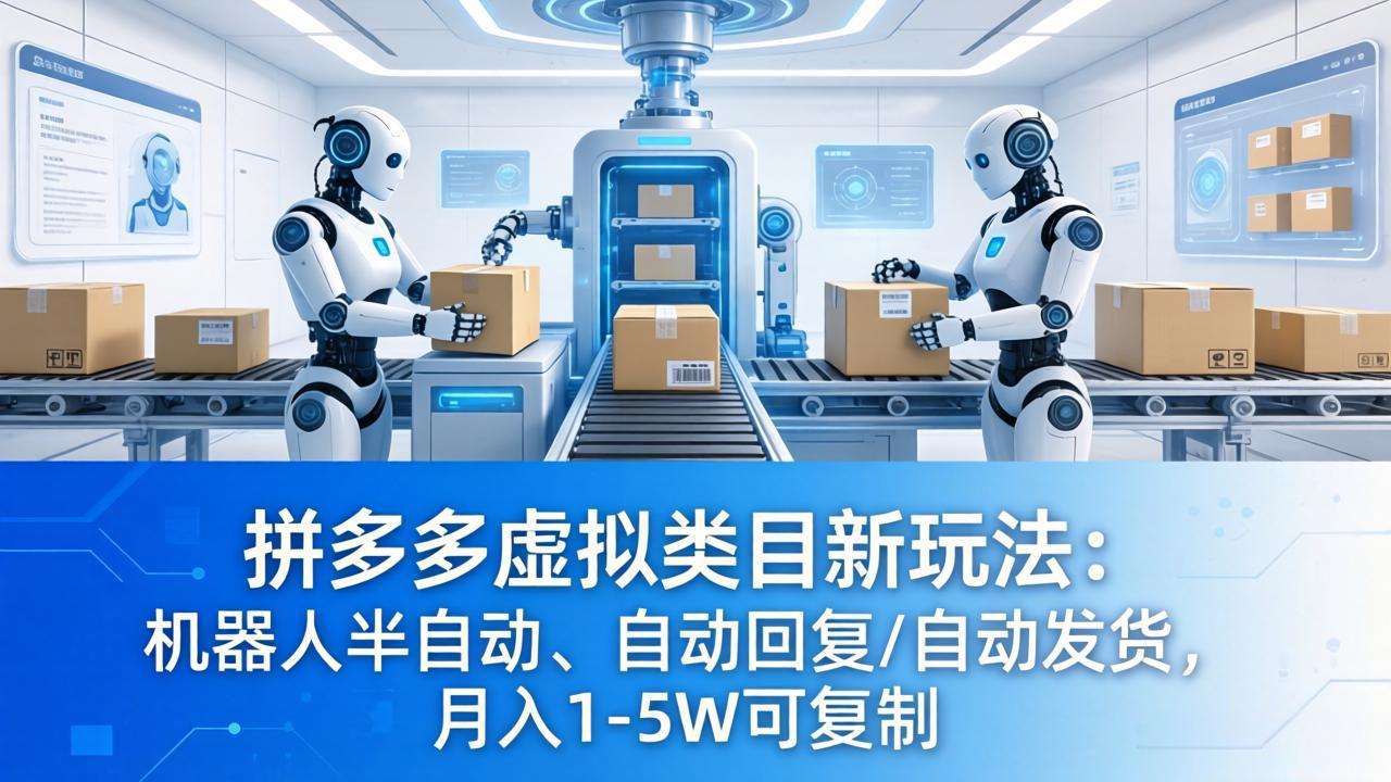 拼多多虚拟类目新玩法：机器人半自动、自动回复 /自动发货，月入 1-5W 可复制 - 淘金派资源网