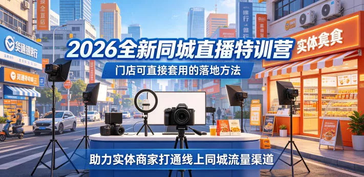 2026全新同城直播特训营，门店可直接套用的落地方法，助力实体商家打通线上同城流量渠道 - 淘金派资源网